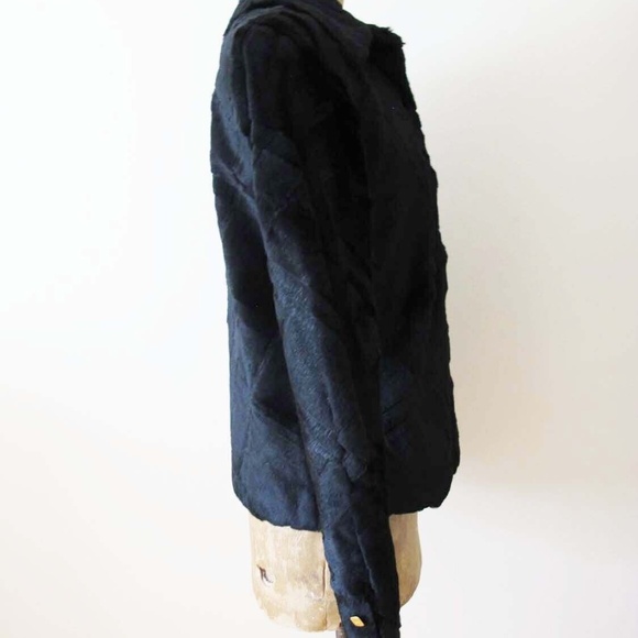 Fendi Black Rabbit Fur Short Jacket Top Size 42 Small Garment Bag Henry Hanger - Picture 3 of 10